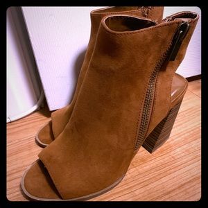Tan suede wedge heel